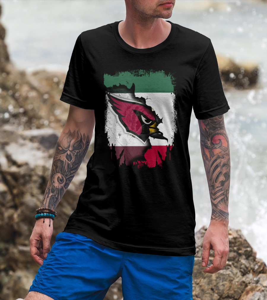 Mexico Flag With Cardinals Bird T-Shirt