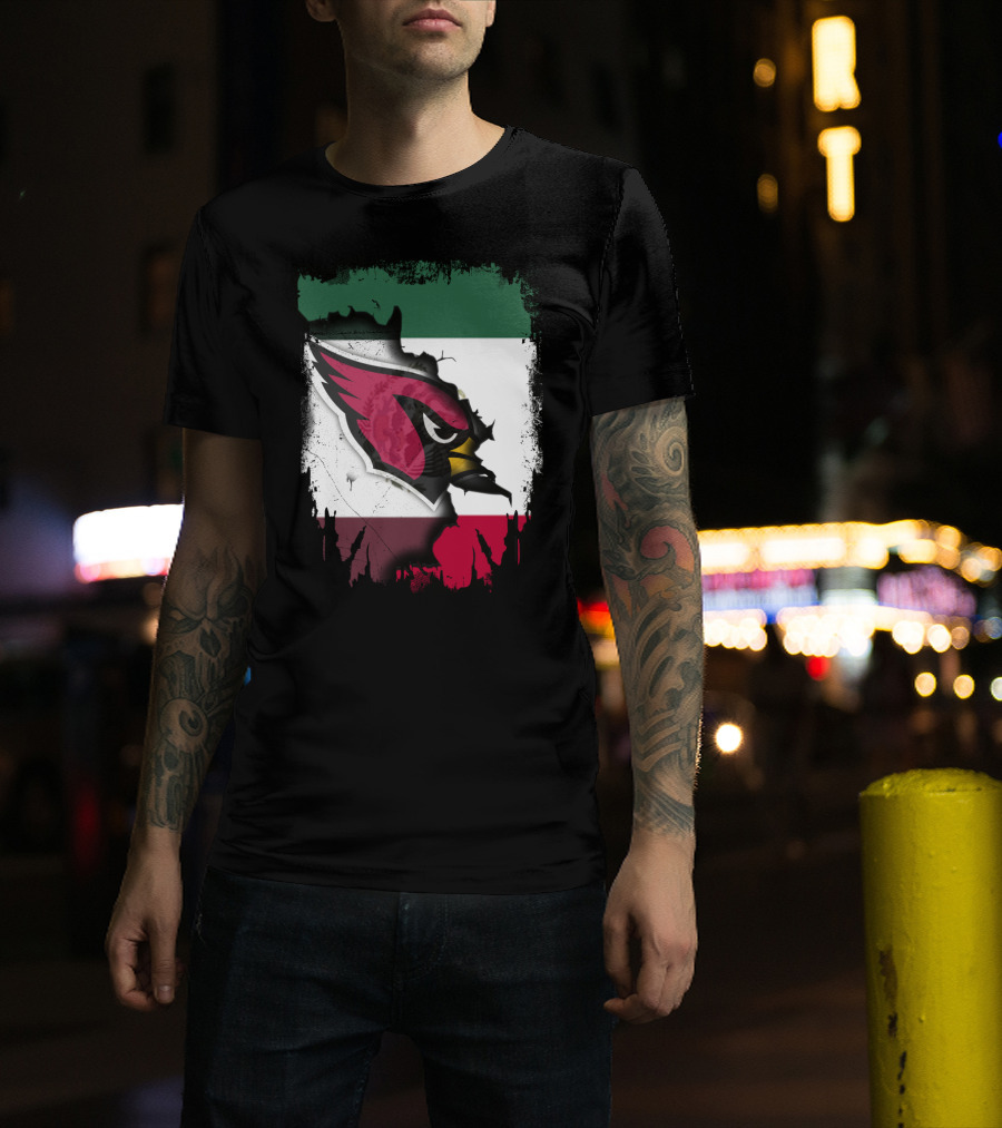 Mexico Flag With Cardinals Bird T-Shirt