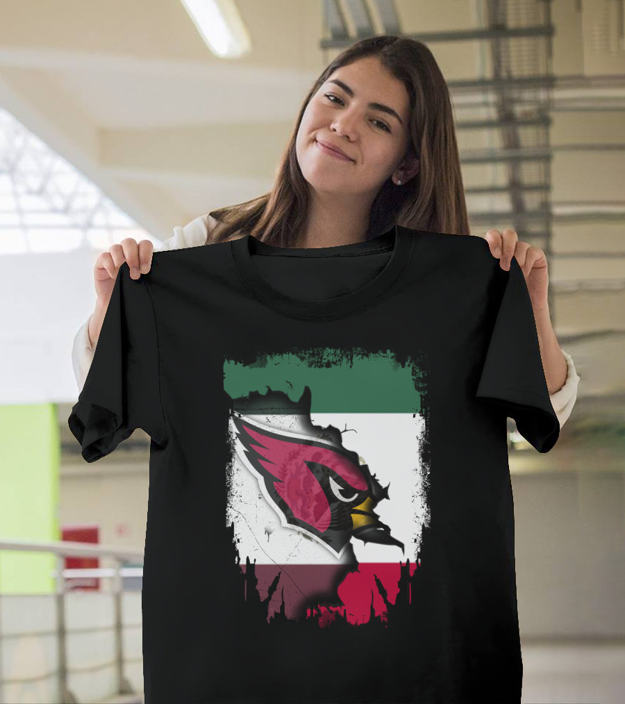 Mexico Flag with Cardinals Bird T-Shirt