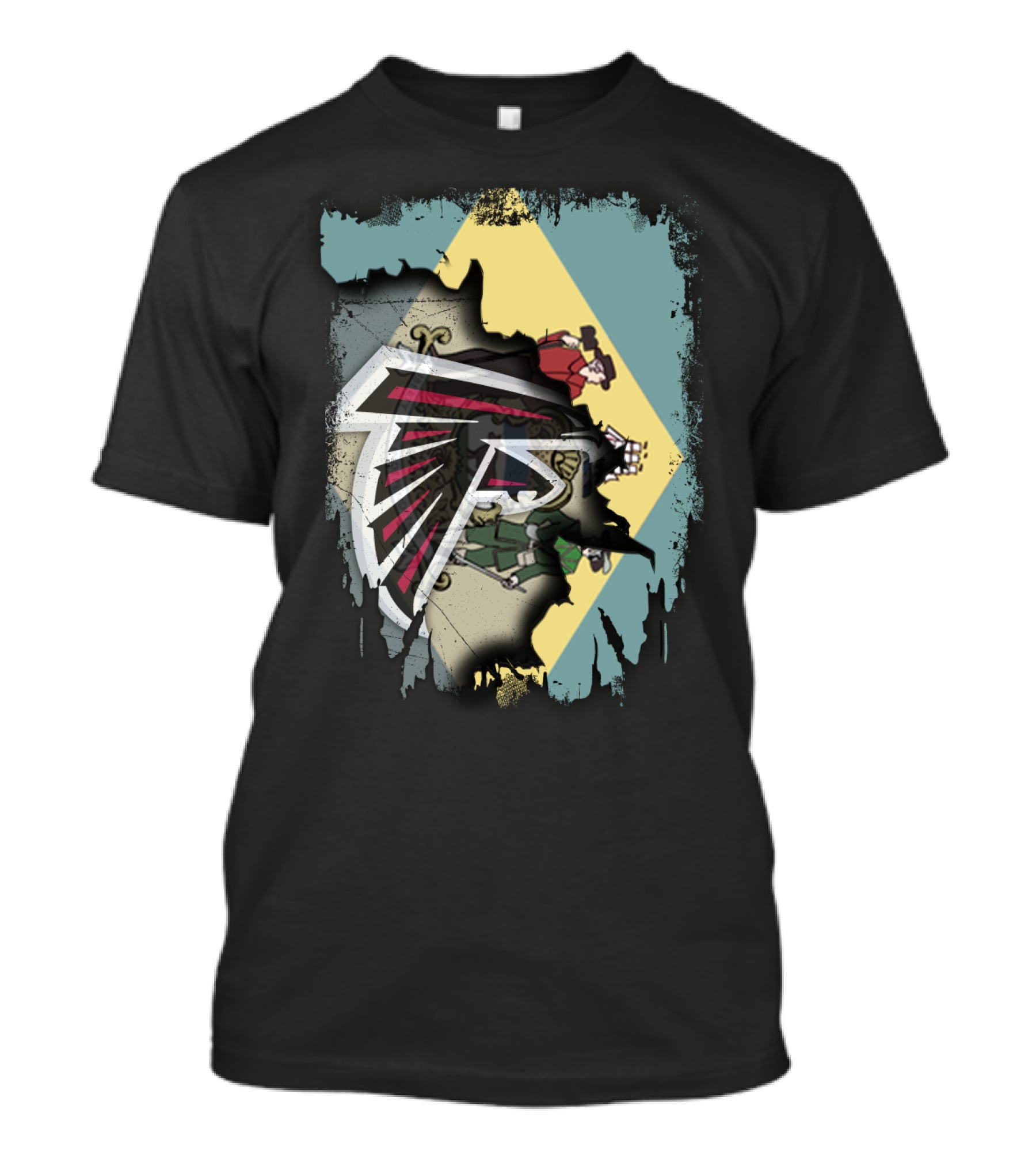 Together Delaware With Falcons Atlanta Sports Logo And State Flag Overlay T-Shirt
