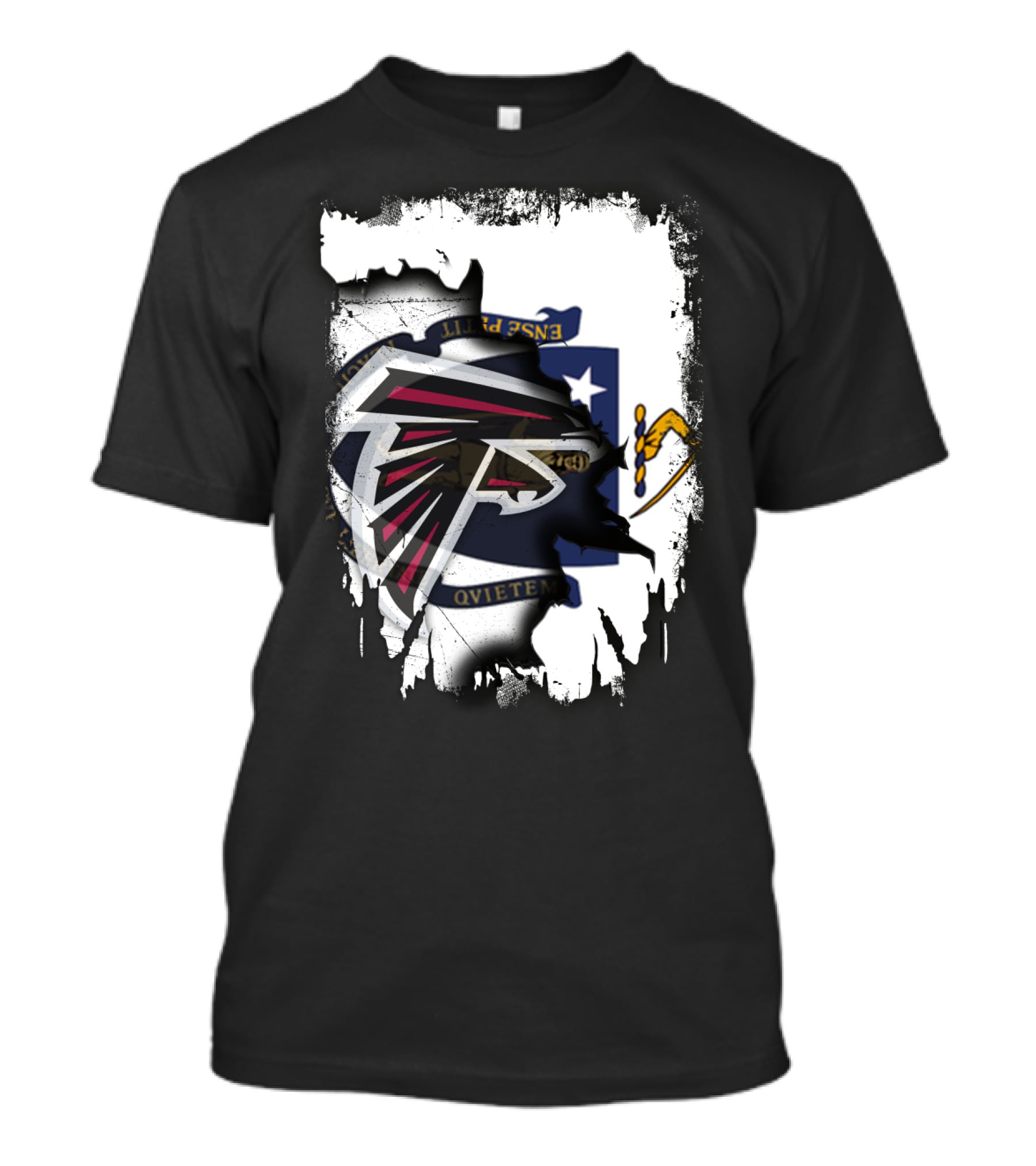 Massachusetts State Flag And Atlanta Falcons Logo Together T-Shirt