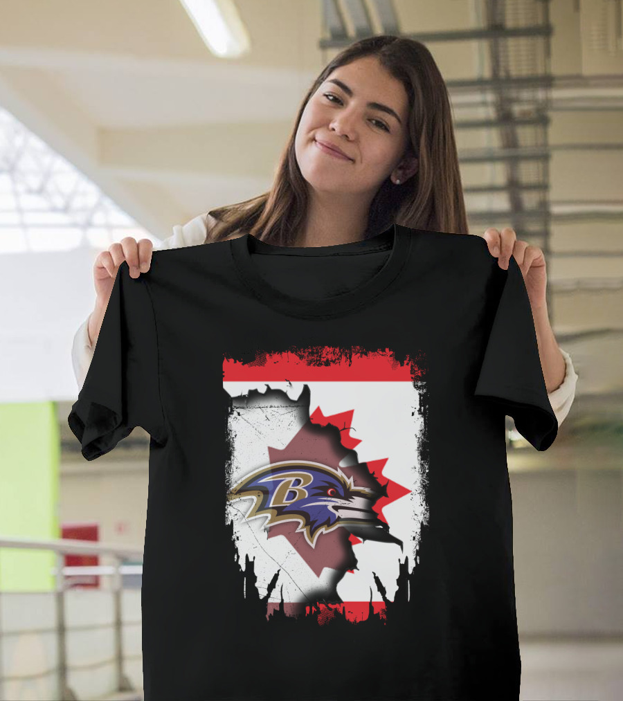 Together Canada Baltimore Ravens Logo Canadian Flag T-Shirt