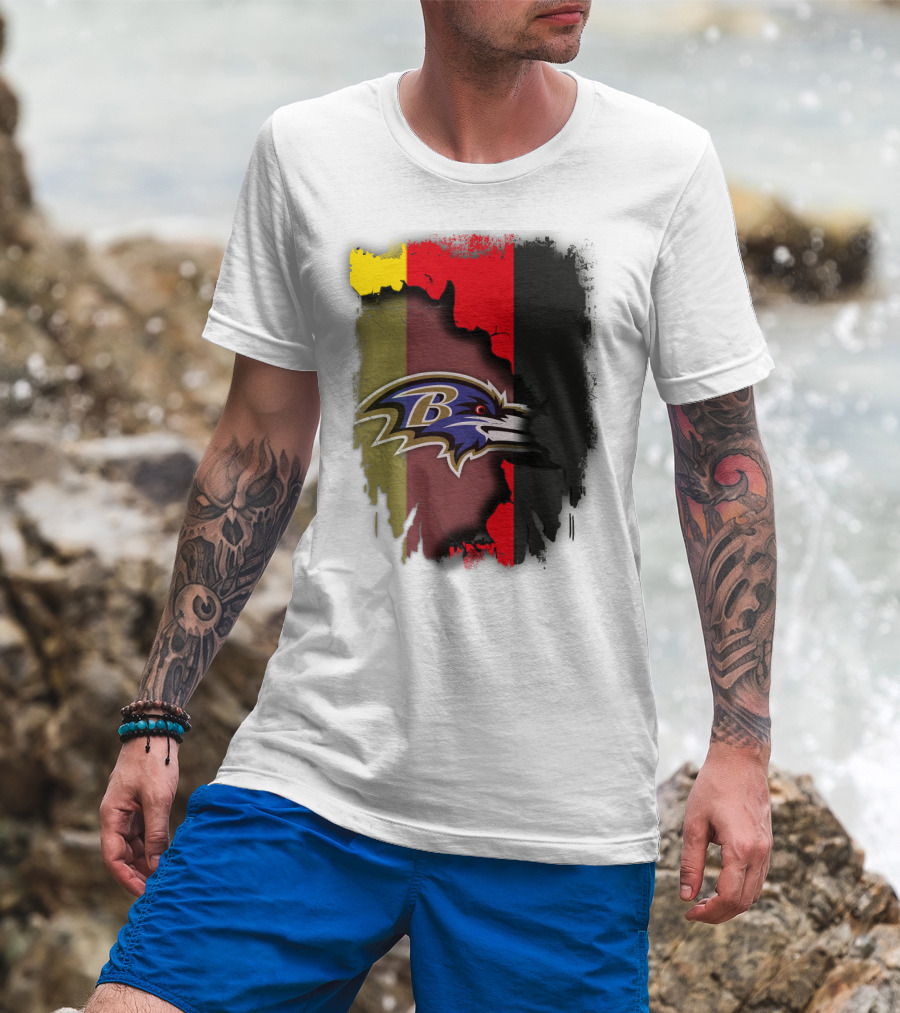 Germany Flag With Baltimore Ravens T-Shirt