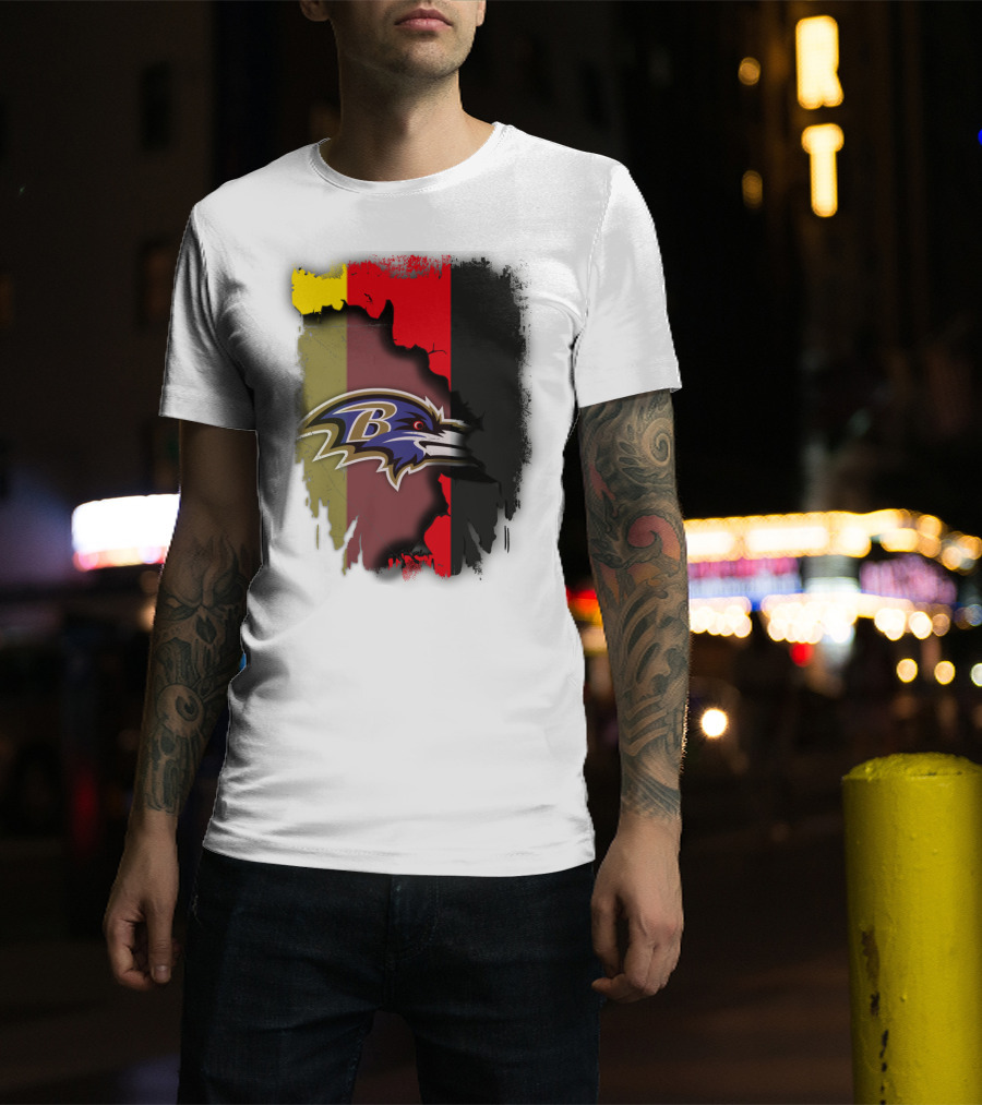 Germany Flag With Baltimore Ravens T-Shirt