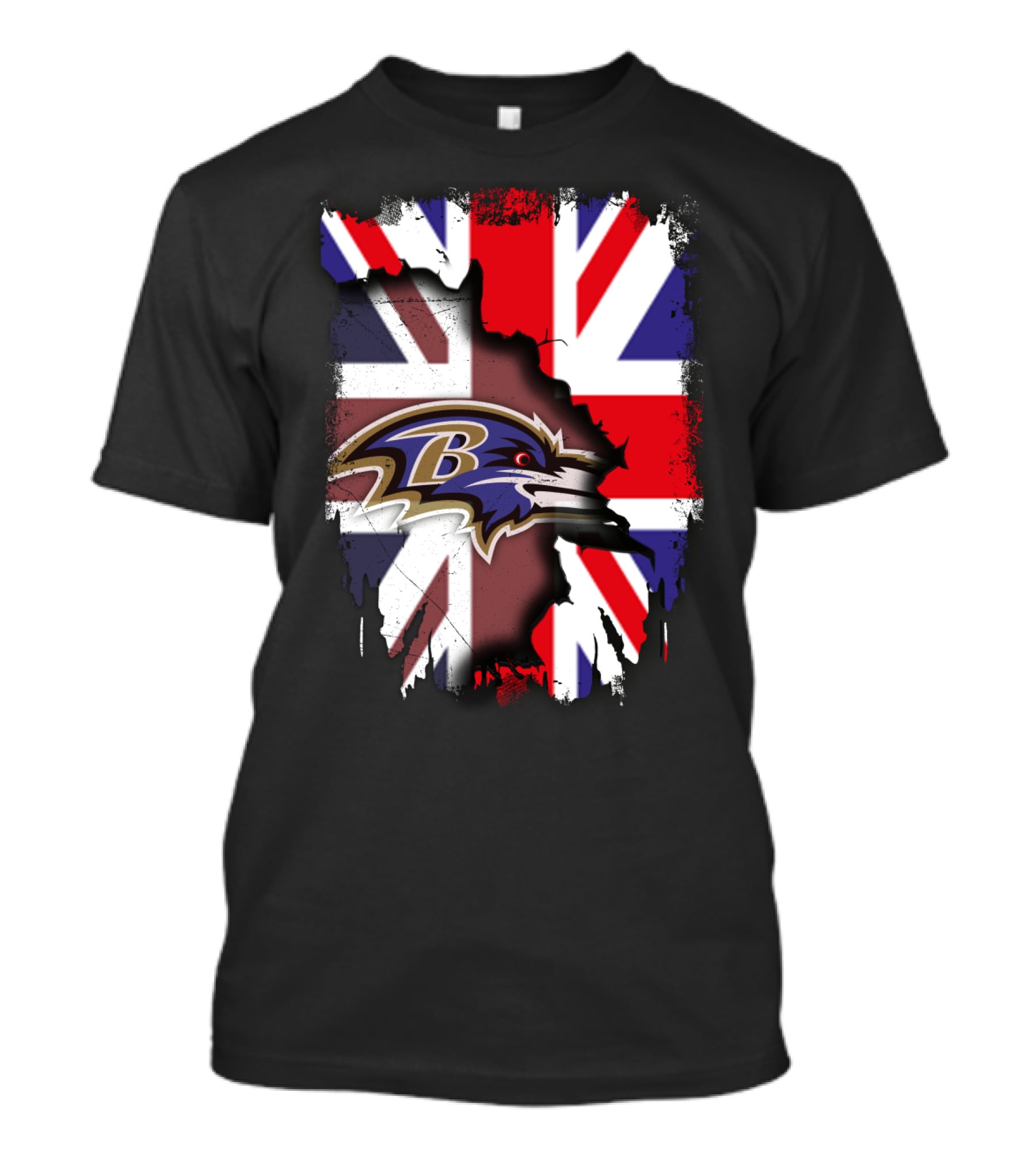 United Kingdom Union Jack With Ravens NFL Team T-Shirt