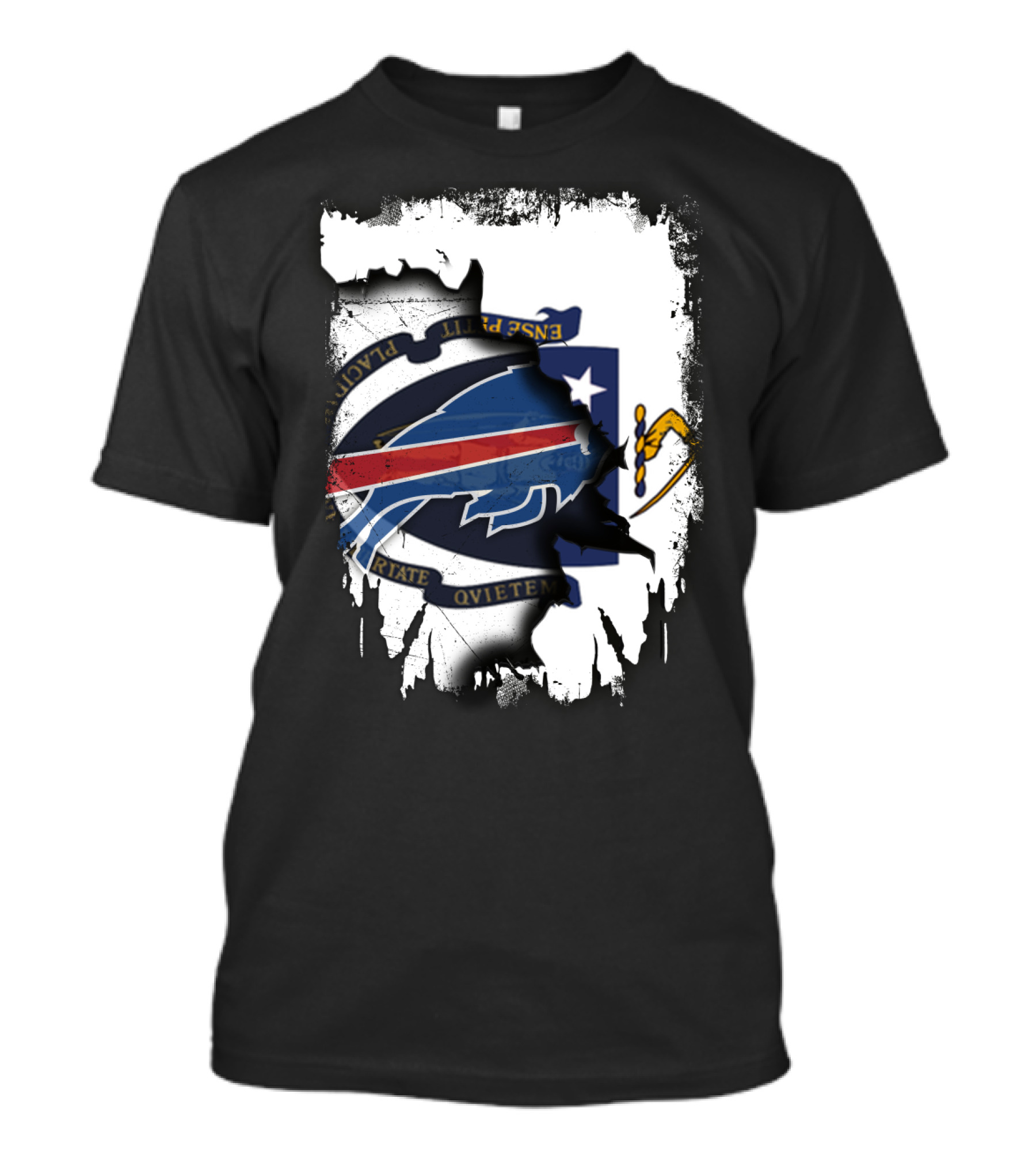 Massachusetts And Buffalo Bills Torn Flag Fusion T-Shirt