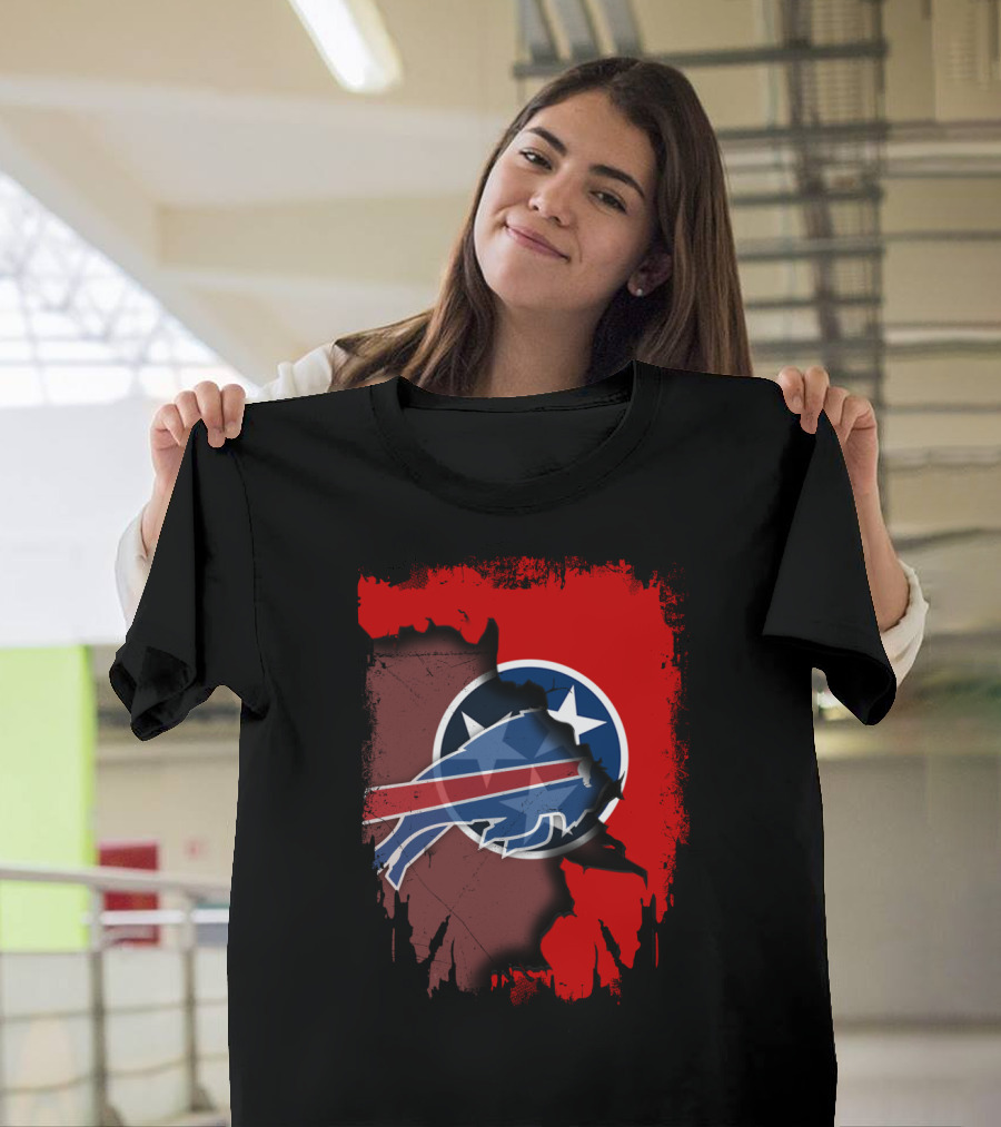 Together Tennessee Buffalo Bills Logo Tennessee Flag Fusion T-Shirt