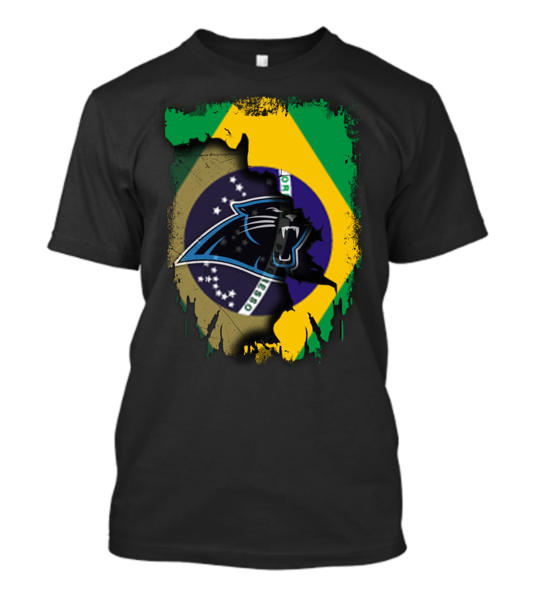 Together Brazil With Carolina Panthers Flag Fusion T-Shirt