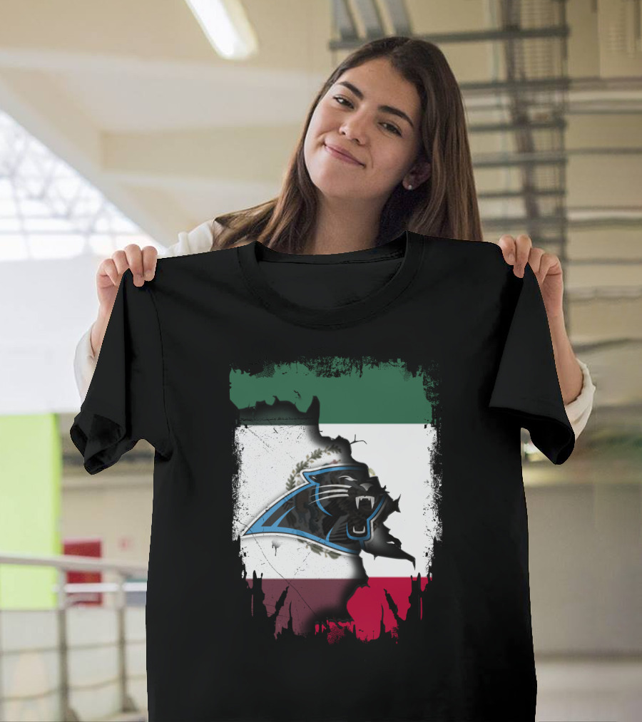 Together Mexico Carolina Panthers Flag Fusion T-Shirt