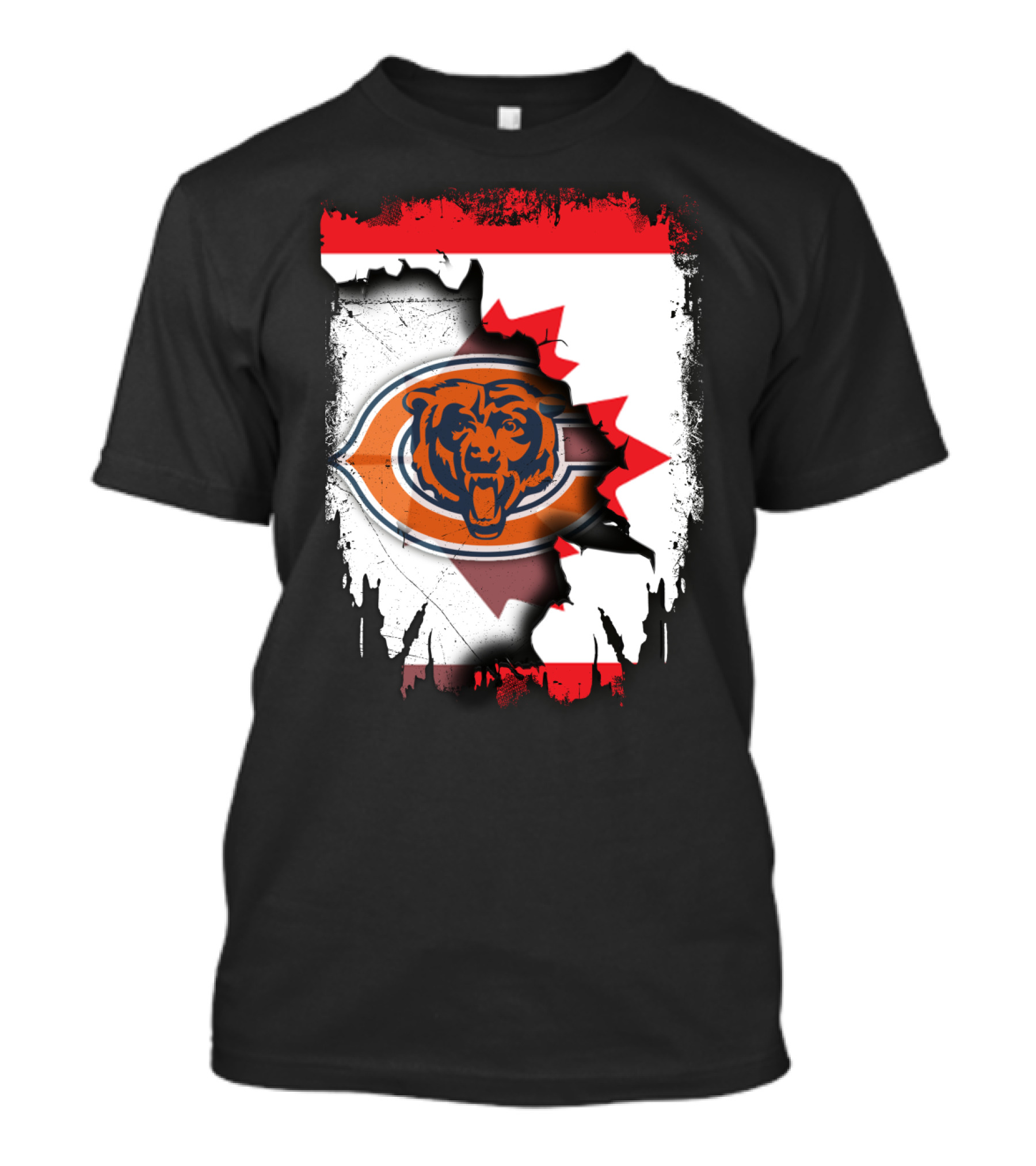 Canada Bears Logo Ripped Flag T-Shirt