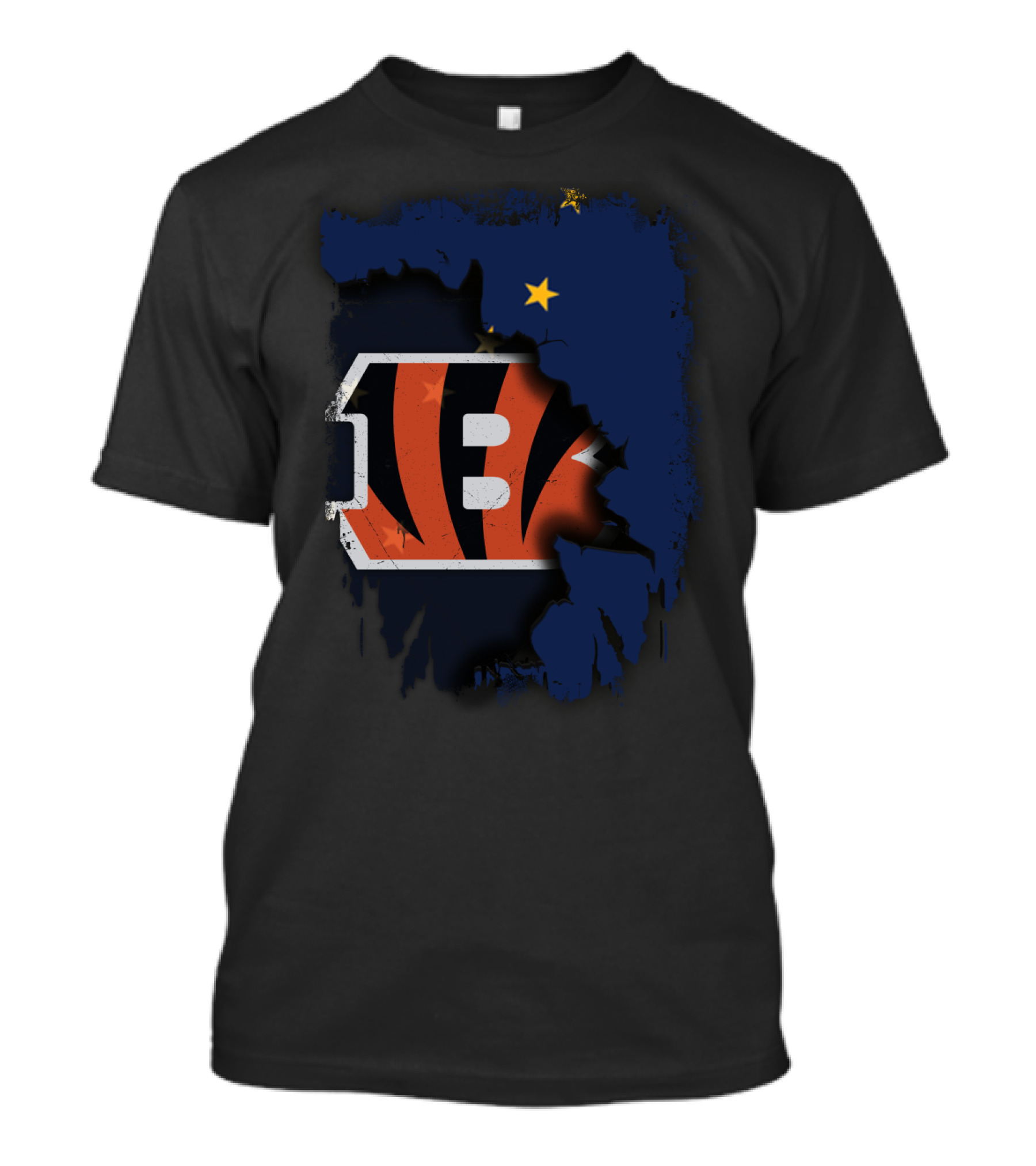 Alaska Map With Cincinnati Bengals Logo T-Shirt