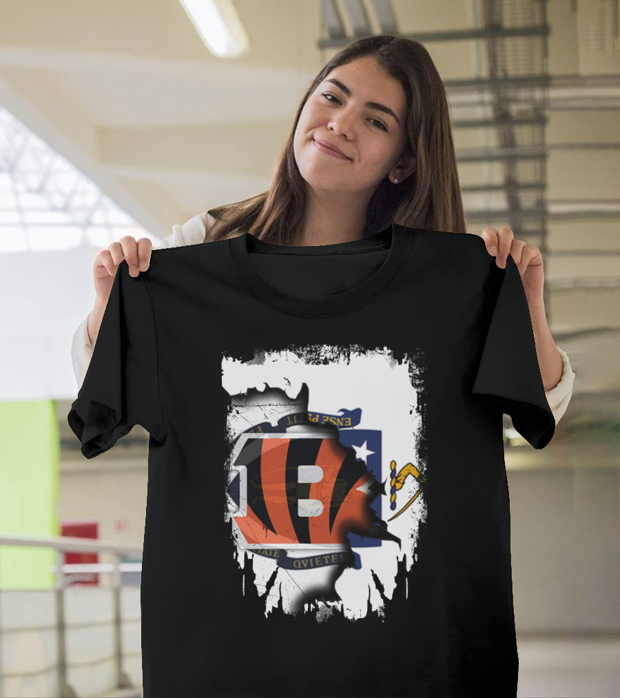 Massachusetts Together With Bengals Iconic Fusion T-Shirt