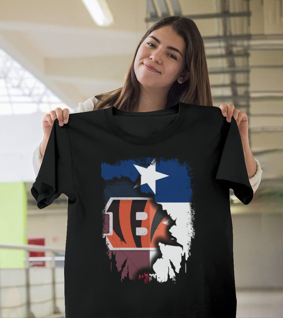 Texas Lone Star and Cincinnati Bengals NFL Fusion T-Shirt