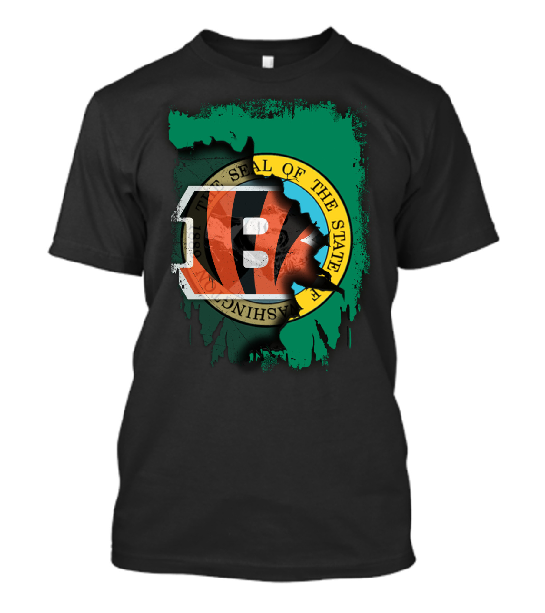 Washington State Seal With Cincinnati Bengals Logo Fusion T-Shirt