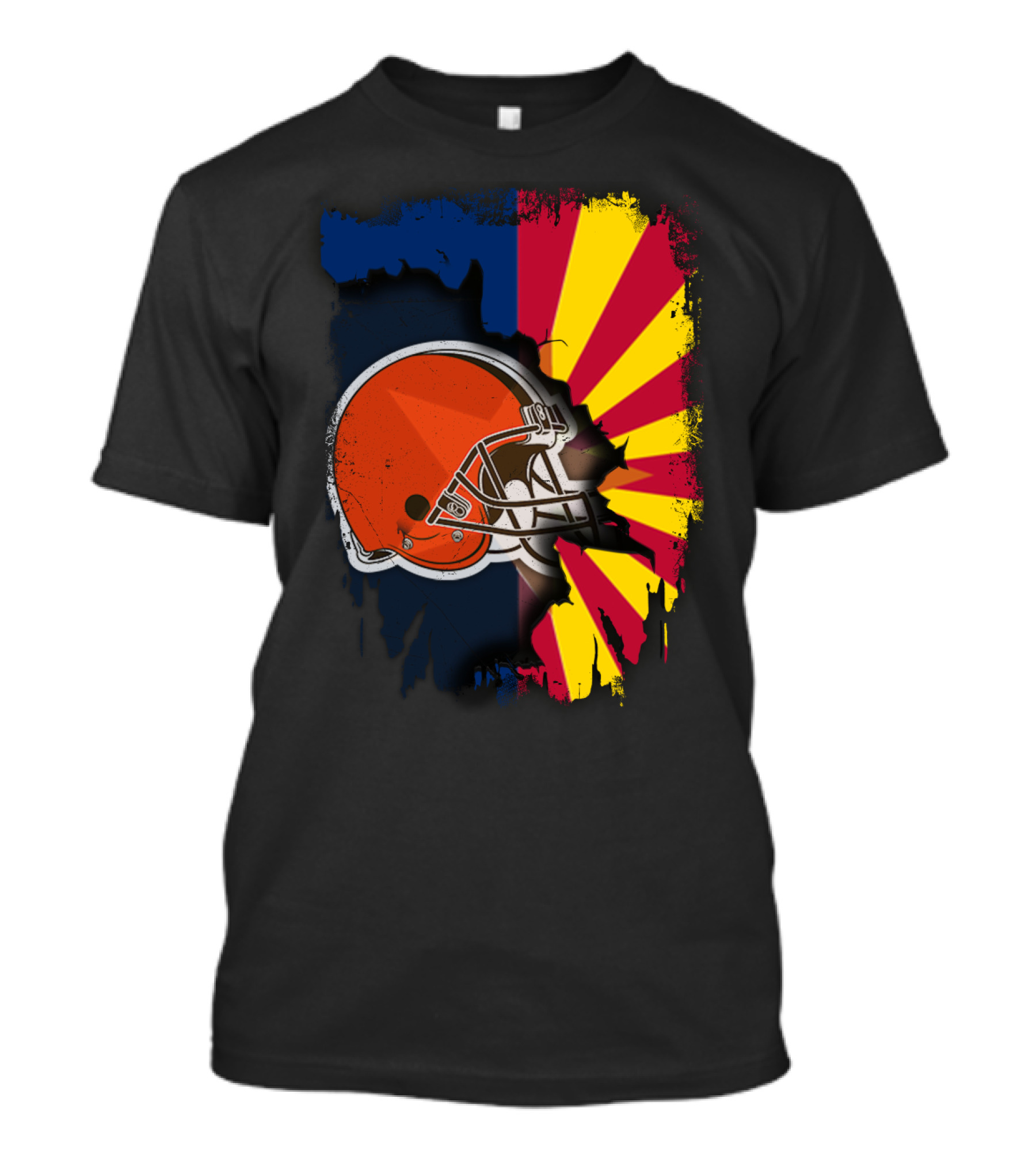 Arizona And Browns Together Football Helmet Fusion T-Shirt