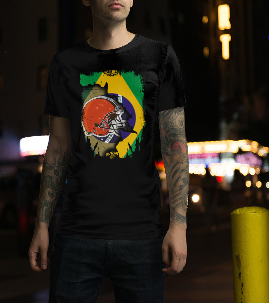 Together Brazil Browns Helmet Torn Flag Fusion T-Shirt