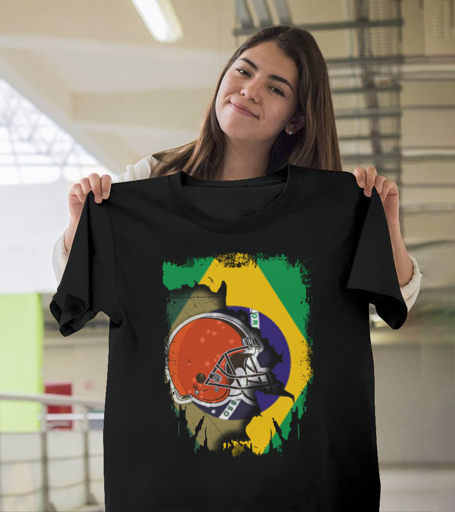 Together Brazil Browns Helmet Torn Flag Fusion T-Shirt