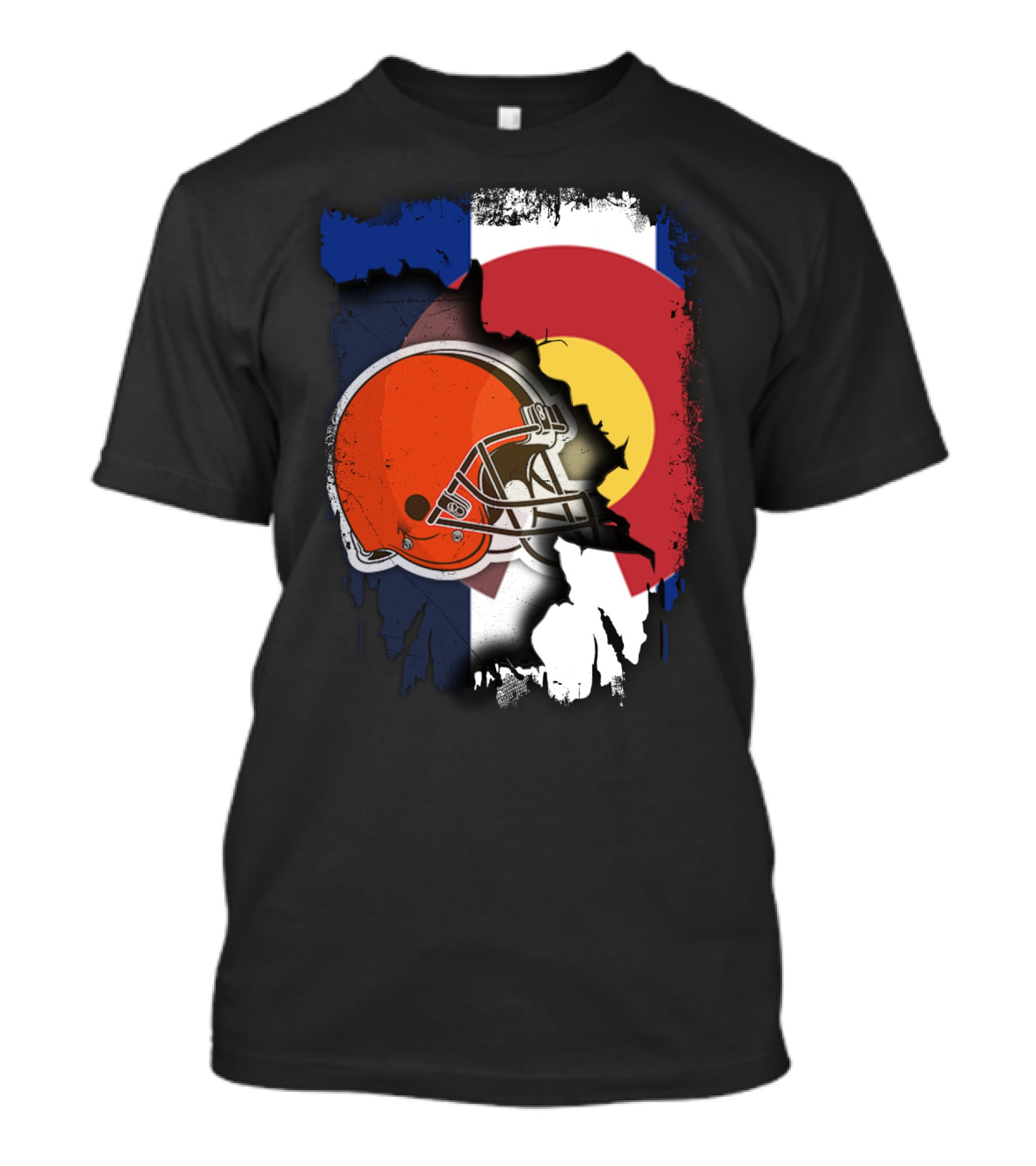 Together Colorado Cleveland Browns Helmet Flag Fusion T-Shirt