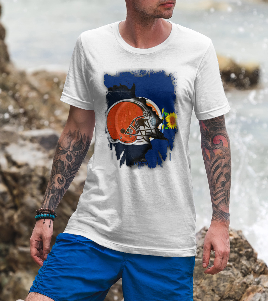 Kansas And Browns Helmet With Sunflower T-Shirt