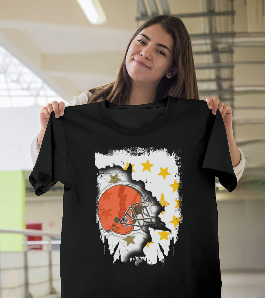 Together Rhode Island Browns Helmet With Stars And Grunge Elements T-Shirt