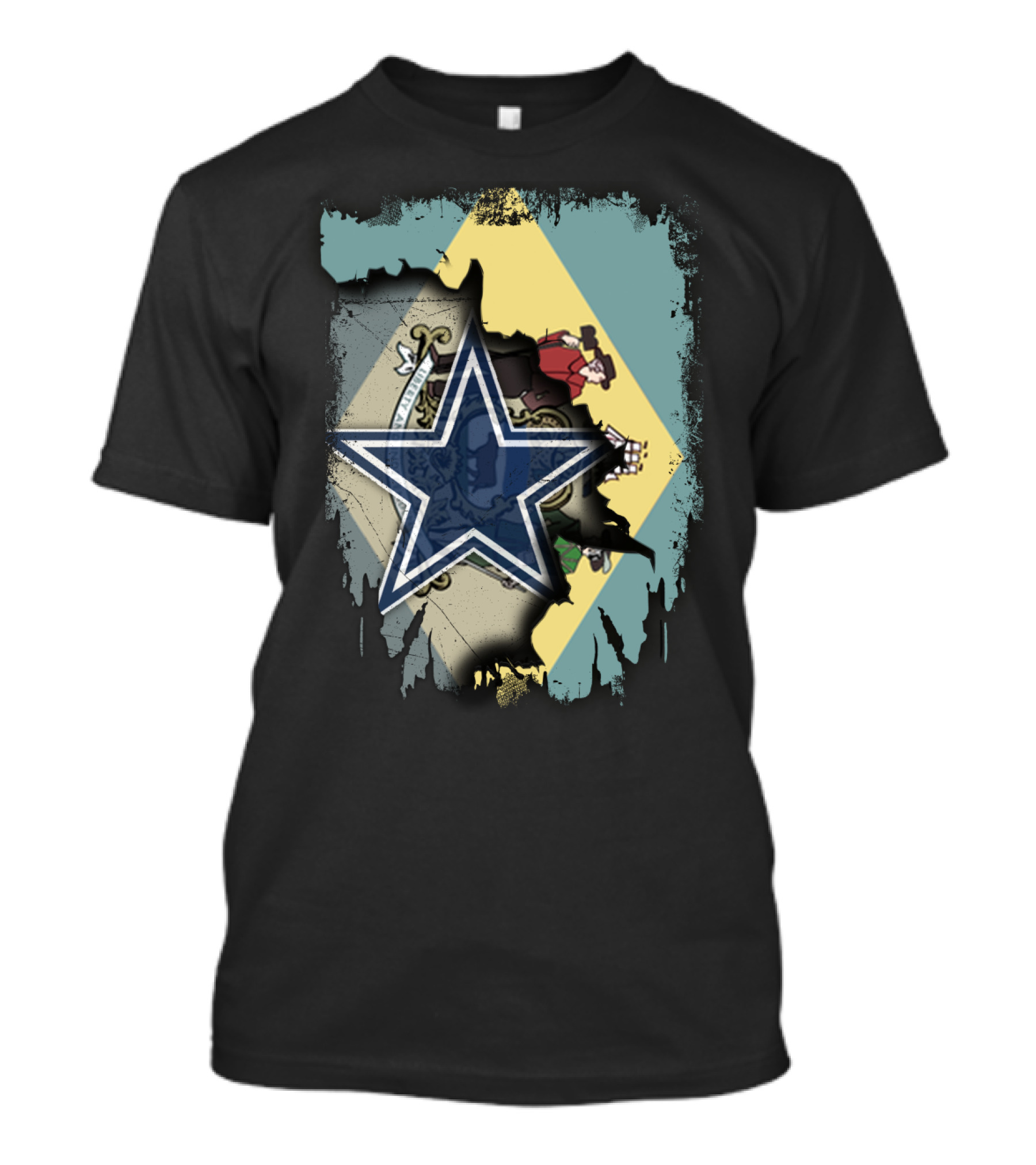 Delaware Flag With Dallas Cowboys Star Fusion T-Shirt