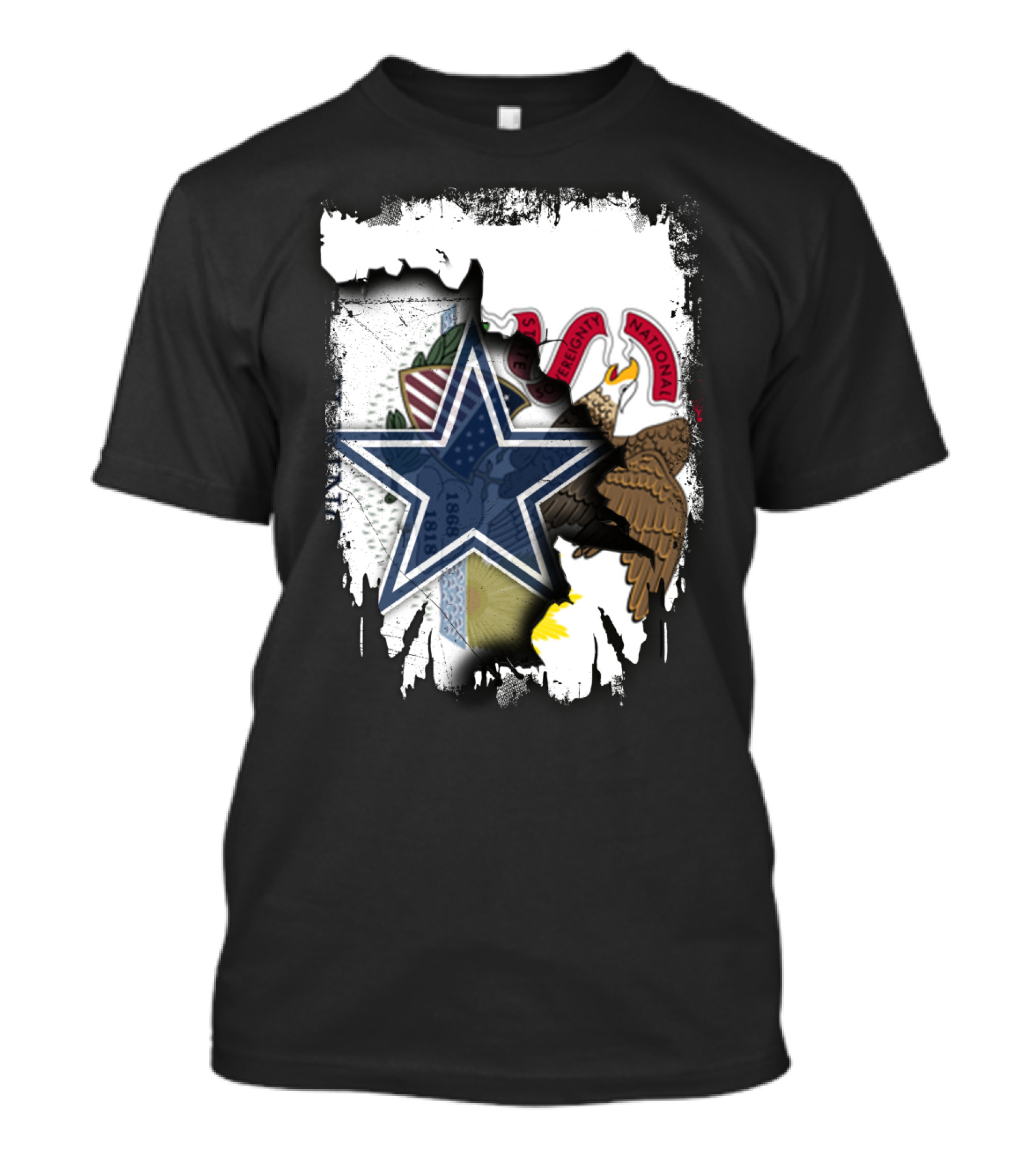 Illinois Flag And Dallas Cowboys Star Together T-Shirt