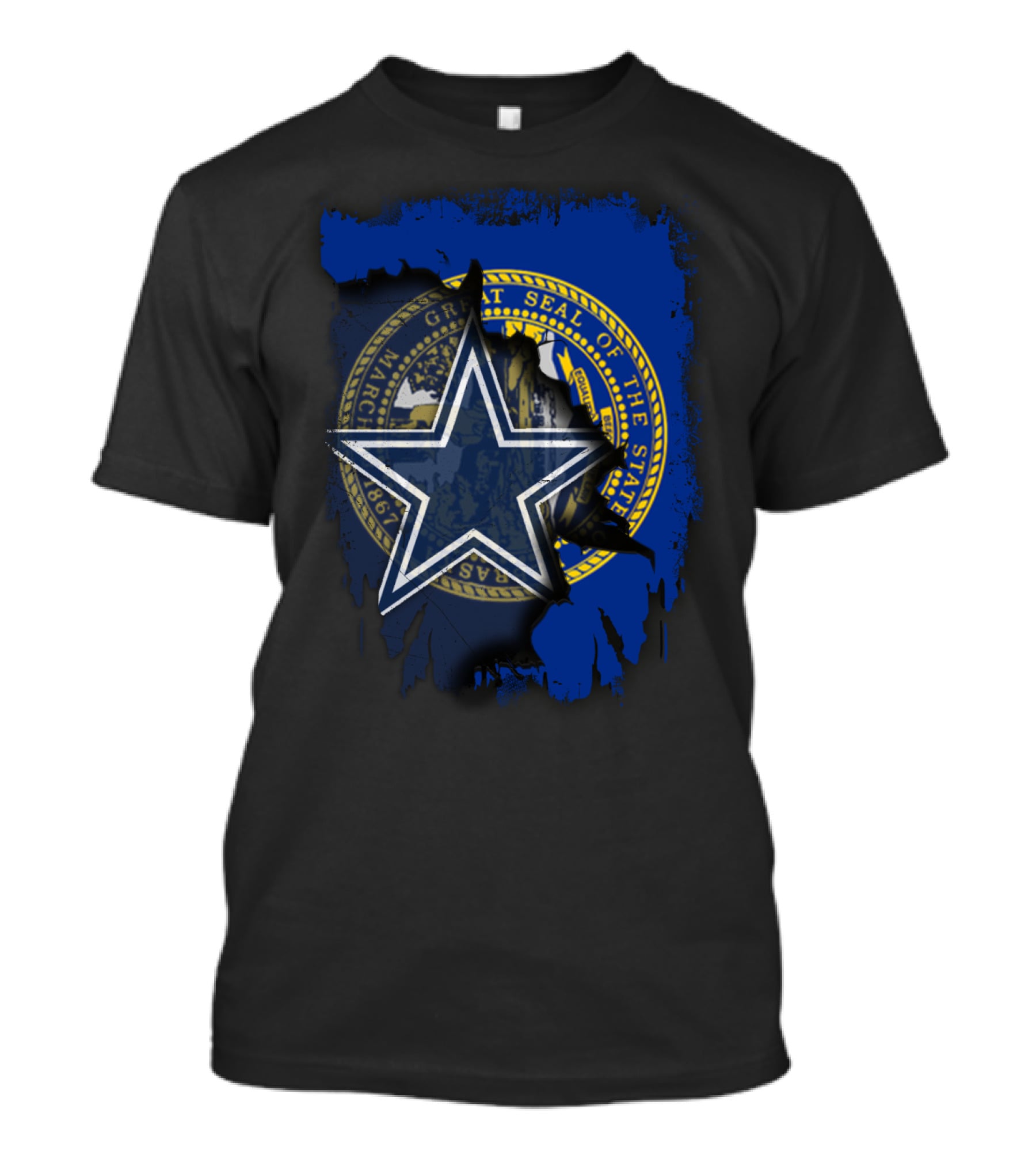 Nebraska State Seal With Dallas Cowboys Star Logo Integration T-Shirt