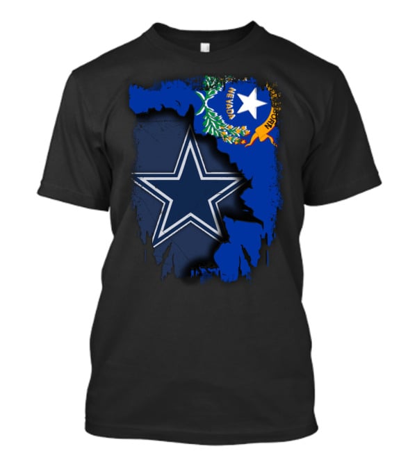 Nevada Map With Flag And Dallas Cowboys Star T-Shirt