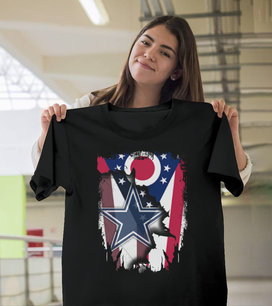 Ohio Pride with Dallas Cowboys Star in American Flag T-Shirt