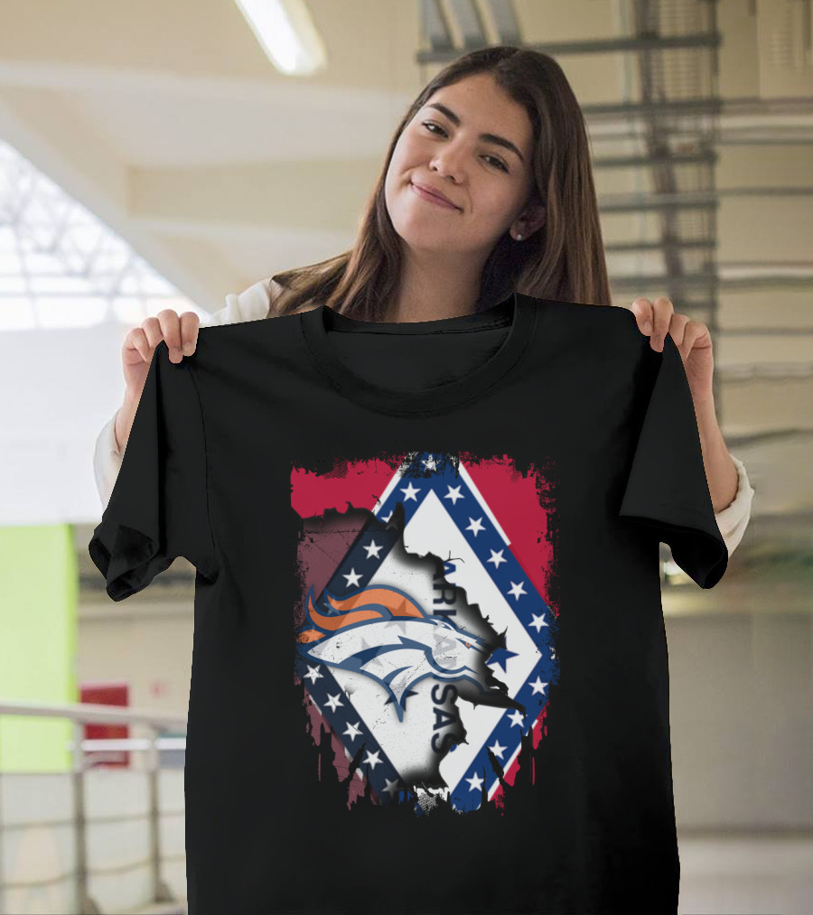 Together Arkansas Broncos Emblem With State Flag Elements T-Shirt