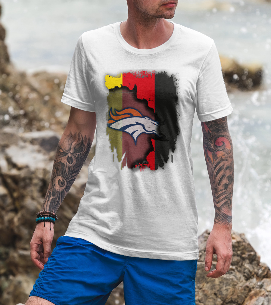 Germany Flag With Broncos Logo Together T-Shirt