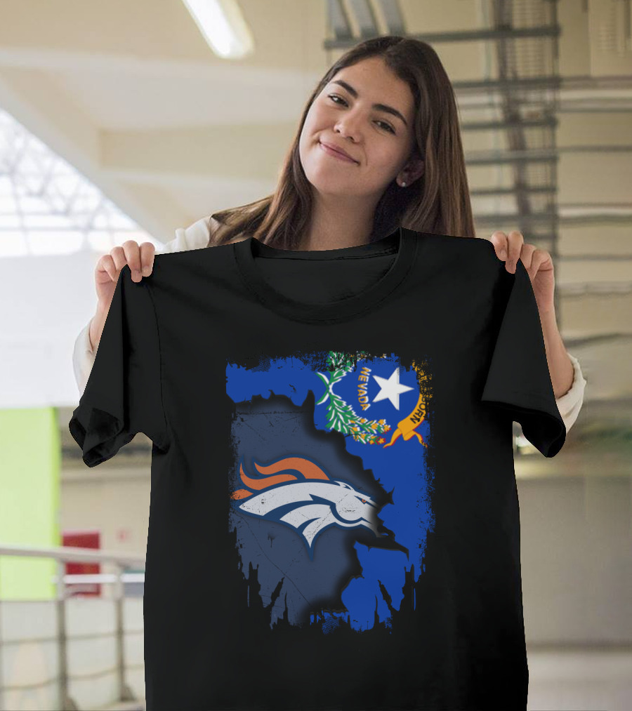 Nevada Proud with Broncos Spirit and State Flag T-Shirt