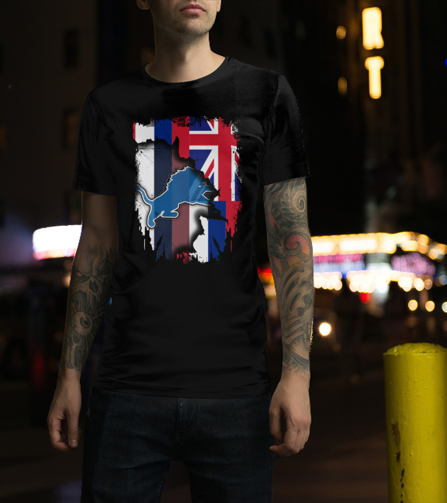 Hawaii Union Jack Detroit Lions Collaboration T-Shirt