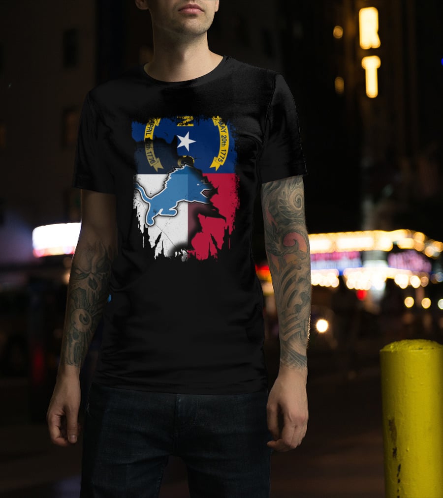 North Carolina Flag With Blue Lion T-Shirt