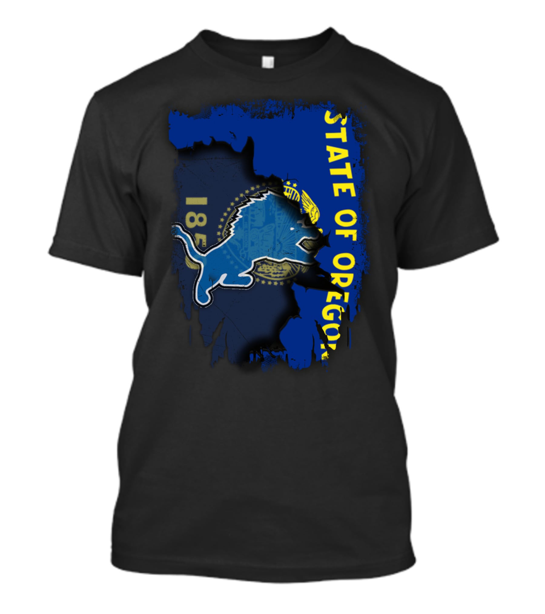 State Of Oregon 1859 With Detroit Lions Mashup T-Shirt