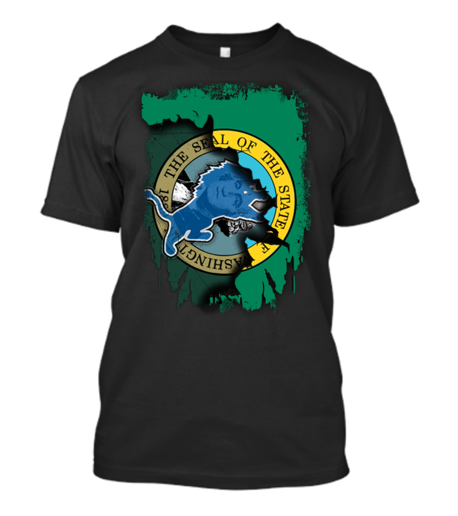 Washington State Seal And Blue Lion Together T-Shirt