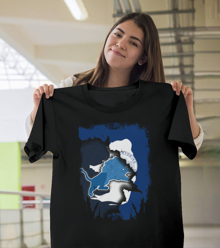 Wyoming Pride With Blue Lion Emblem T-Shirt