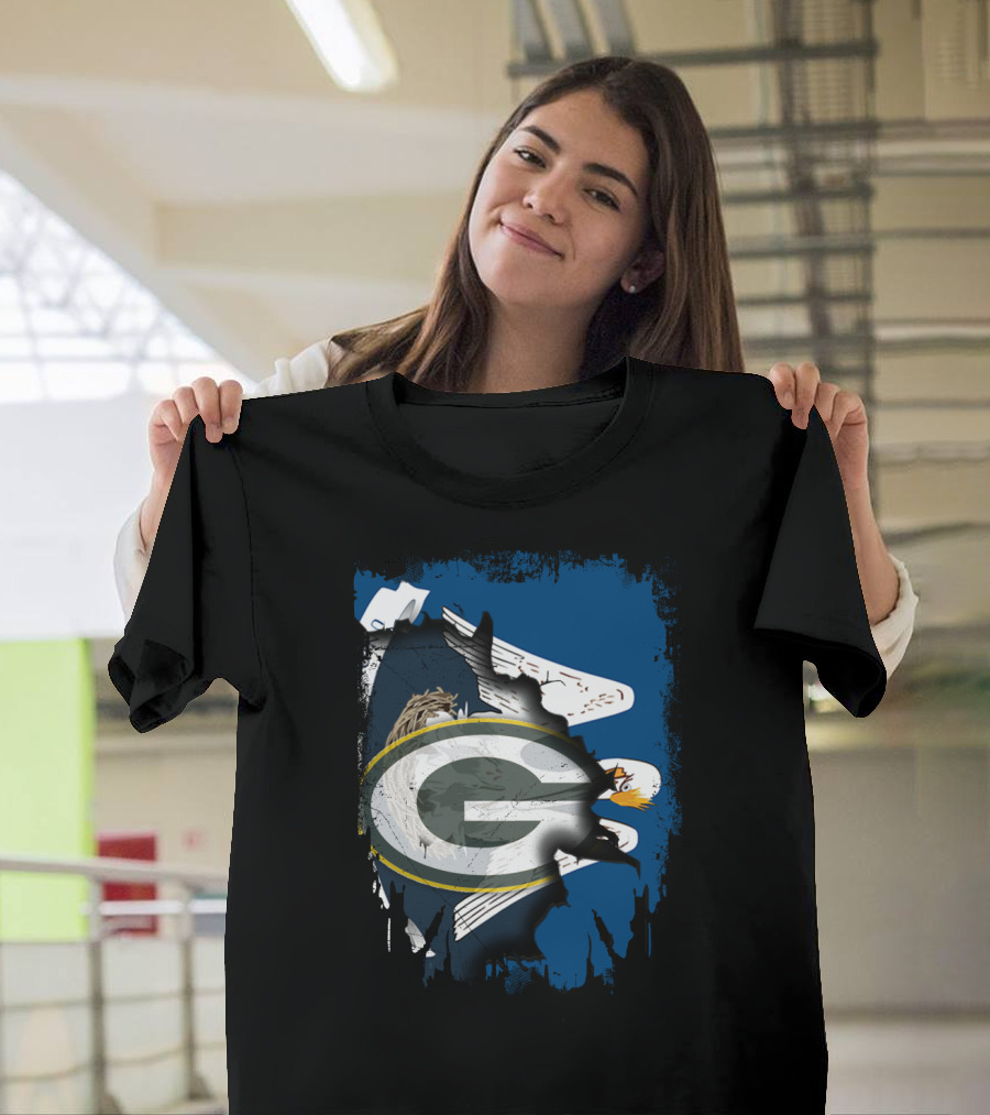 Together Louisiana With Packers and Eagle Football Fusion T-Shirt