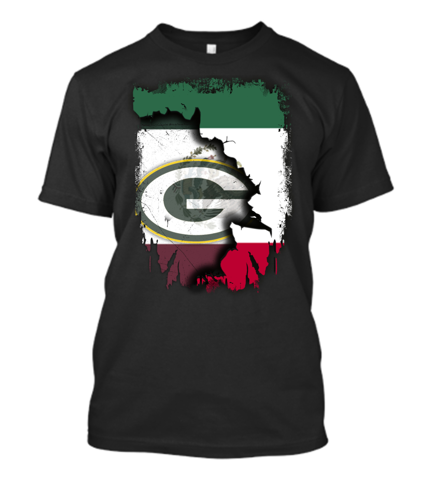 Mexico Flag With Green Bay Packers T-Shirt