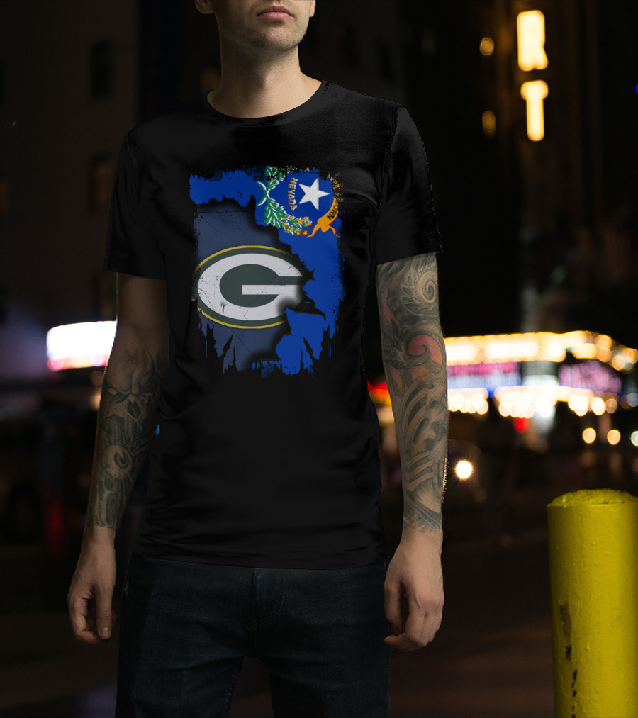 Nevada State Pride With Green Bay Packers Logo Fusion T-Shirt