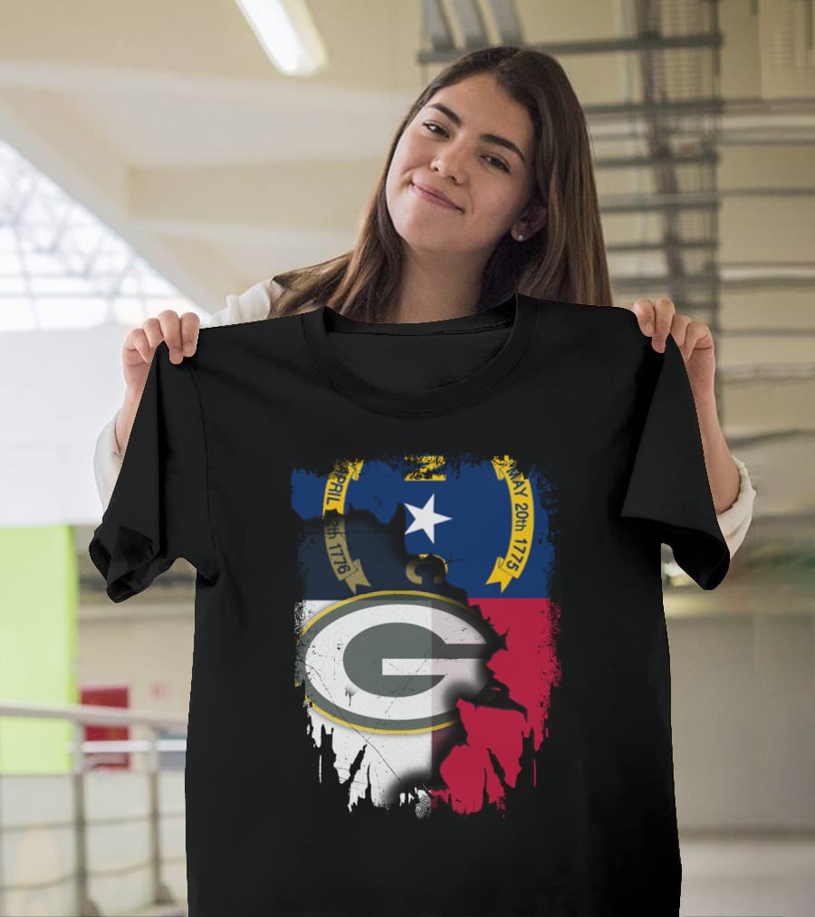 Together North Carolina Flag Green Bay Packers Collaboration T-Shirt