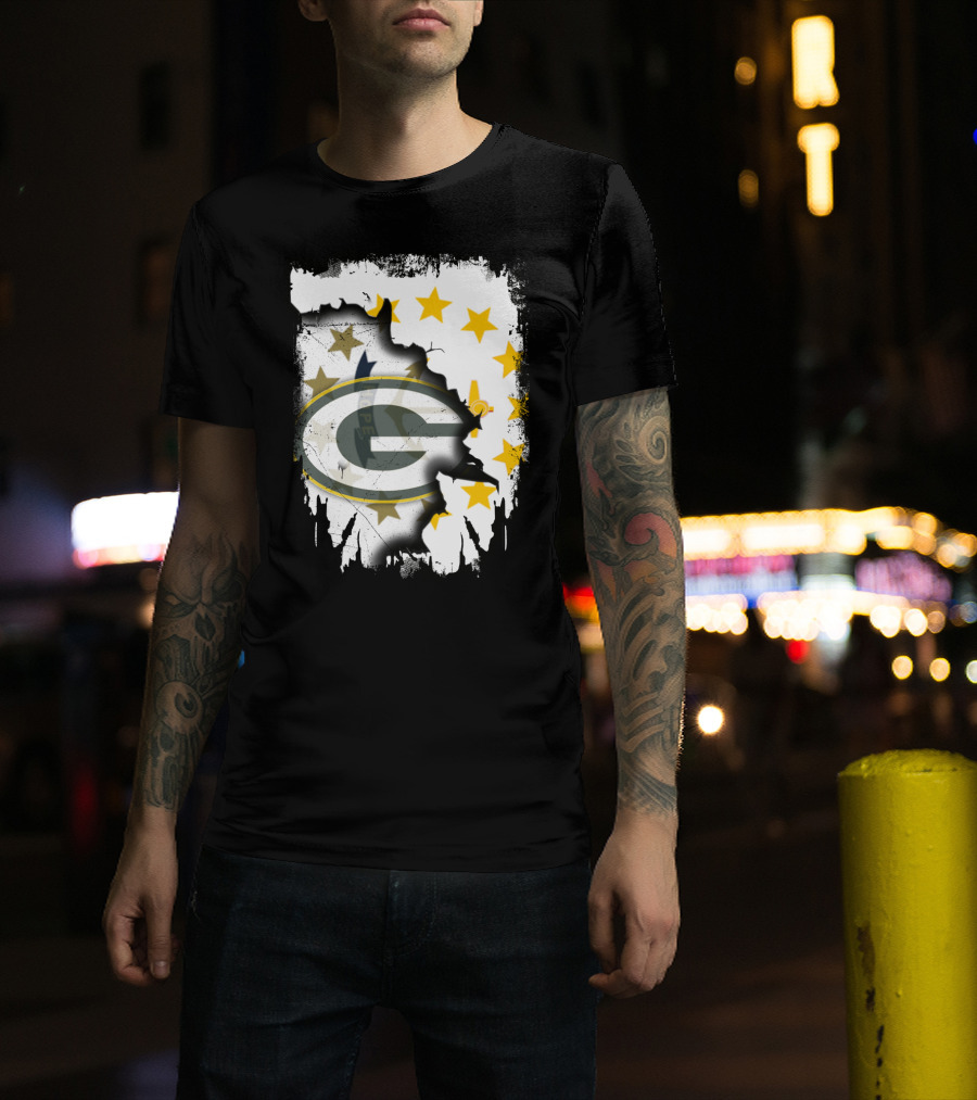 Together Rhode Island With Packers Stars Logo Fusion T-Shirt