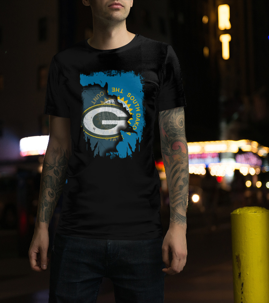 South Dakota Pride With Green Bay Packers Logo And State Seal T-Shirt