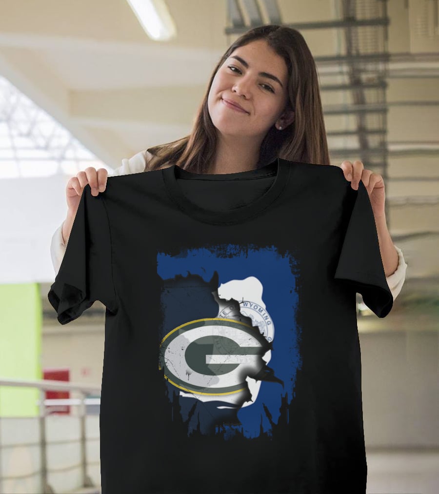 Wyoming State And Green Bay Packers Fusion T-Shirt