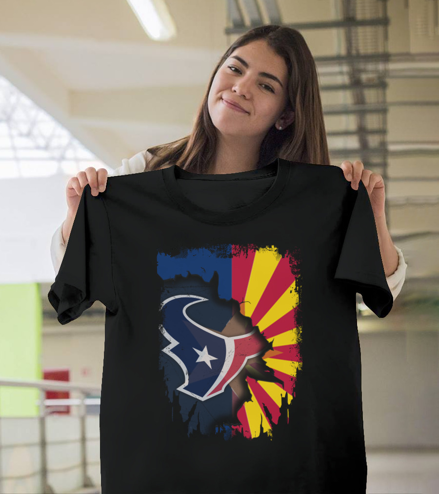 Arizona And Texans Unity With Star And Sunset Colors T-Shirt