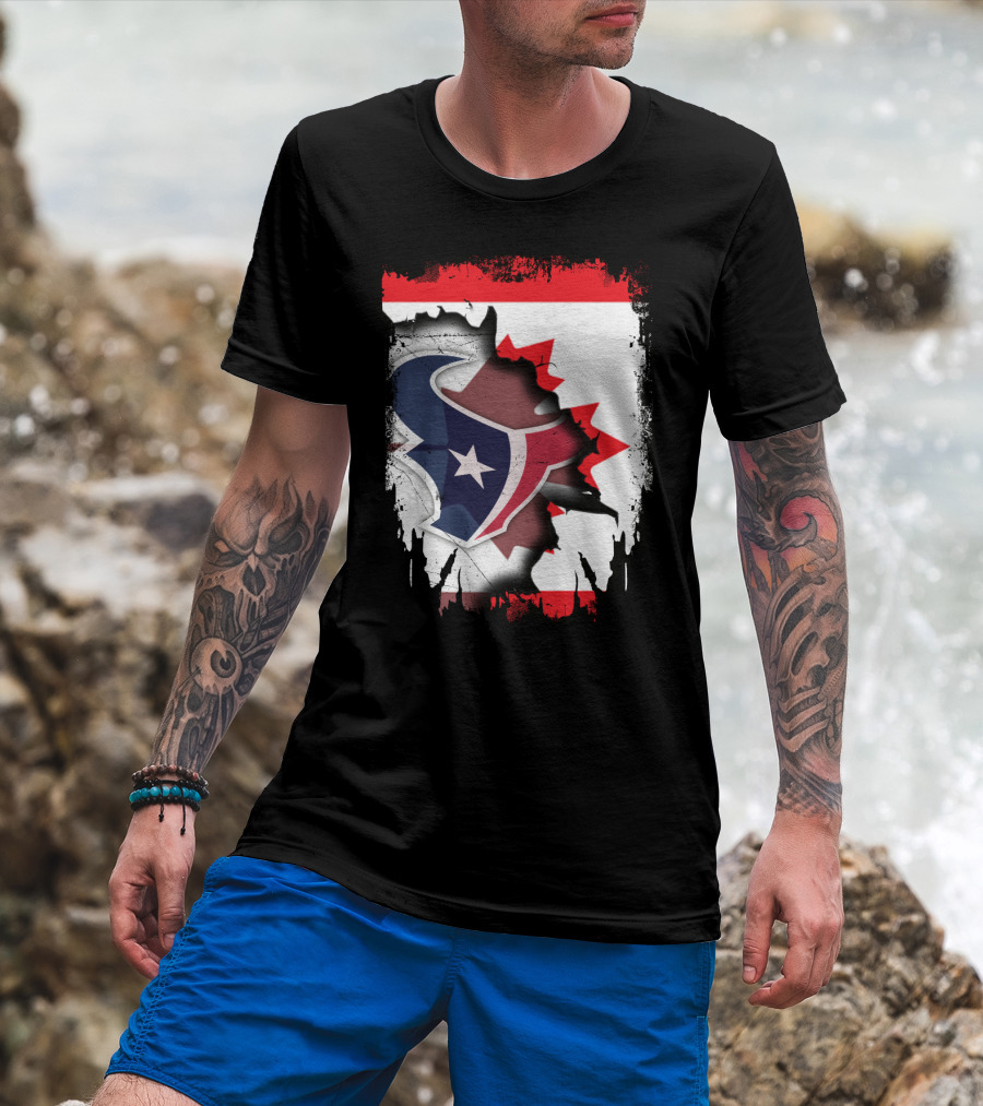 Together Canada With Texans Houston Football Emblem And Canadian Flag Integration T-Shirt