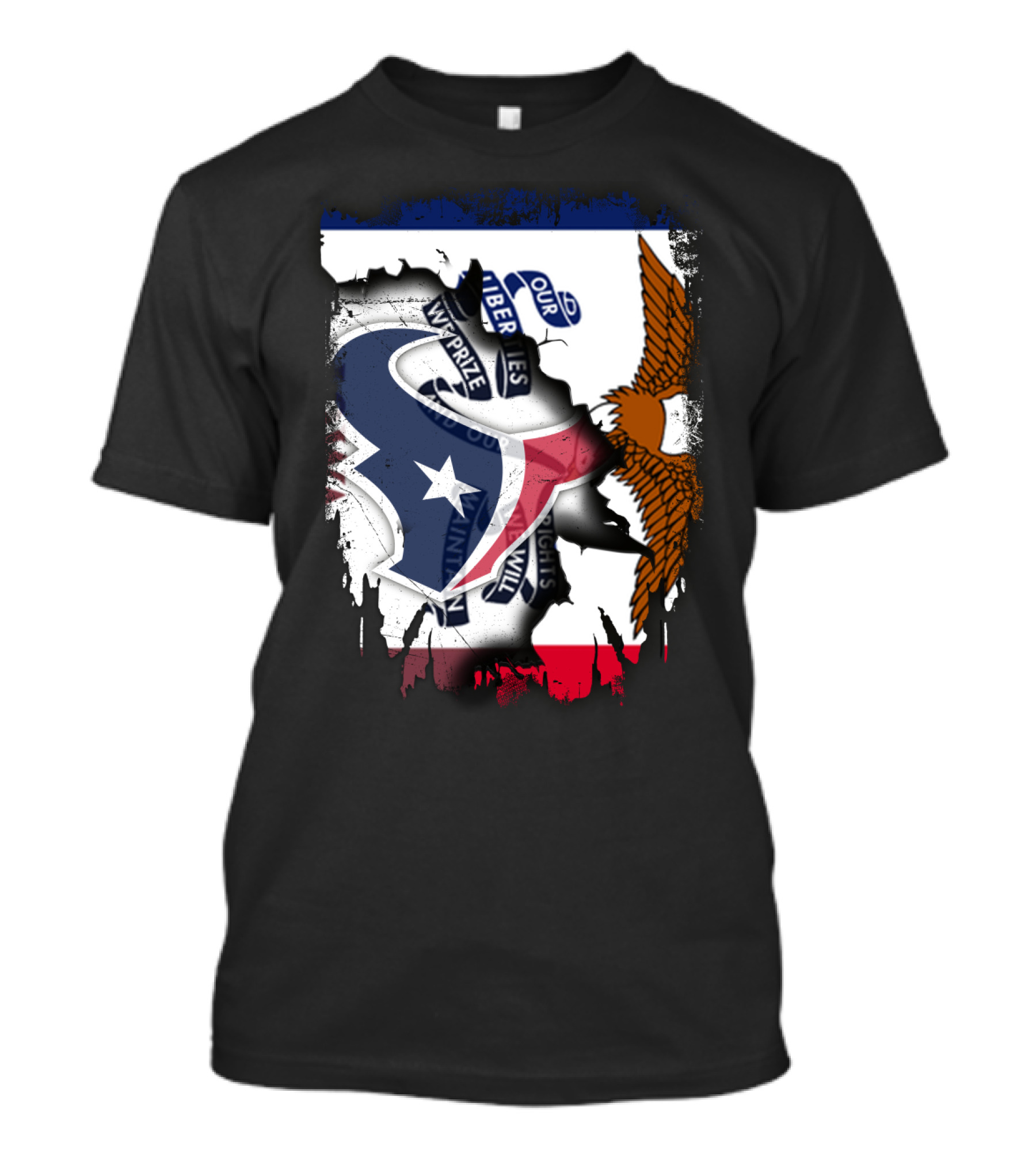 Iowa Flag And Texas Texans Symbol Unity T-Shirt
