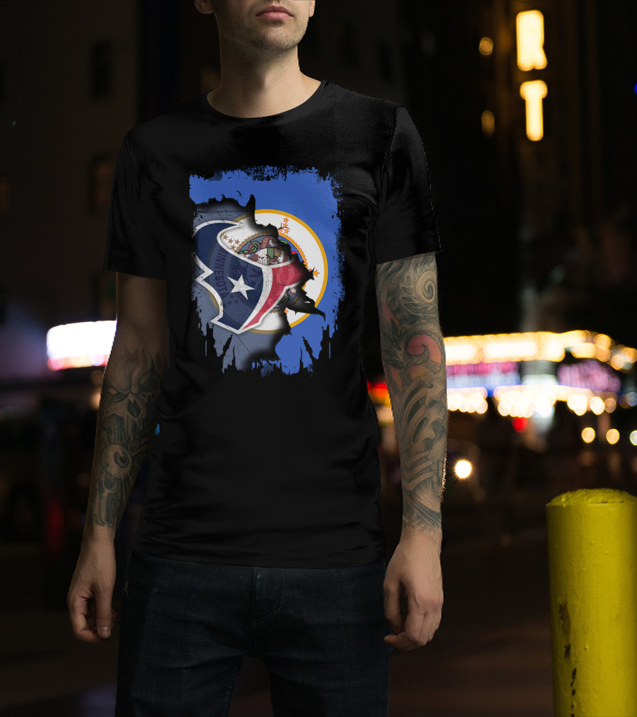 Minnesota And Texans United: Shield And Seal Fusion T-Shirt