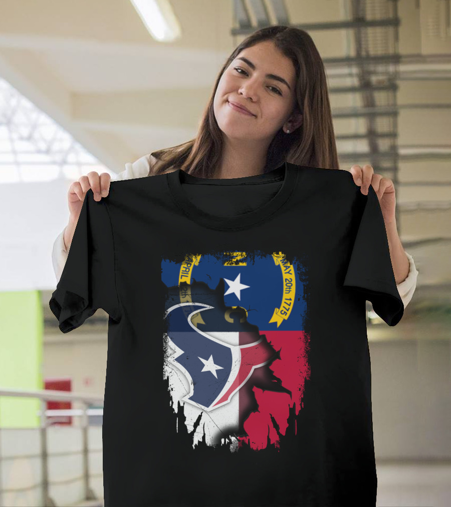 North Carolina and Texans Symbolic Unity with State and Sports T-Shirt
