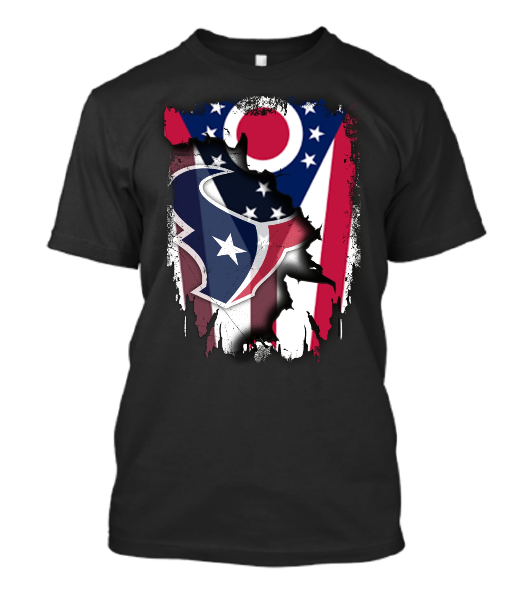 Together Ohio With Texans Flag And Texans Bull Logo Fusion T-Shirt